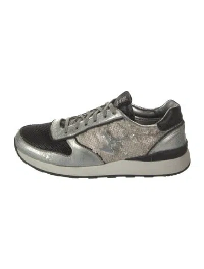 Pre-owned Golden Goose Leather Printed Sneakers In Silver