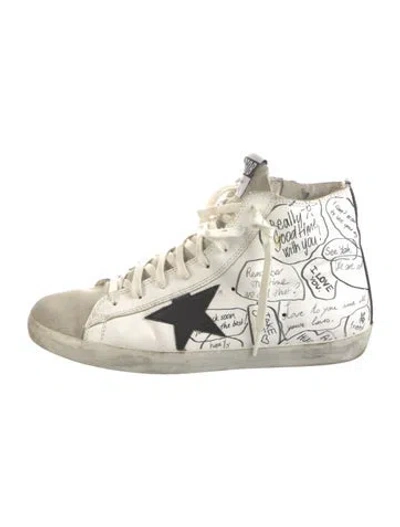 Pre-owned Golden Goose Leather Printed Sneakers In White