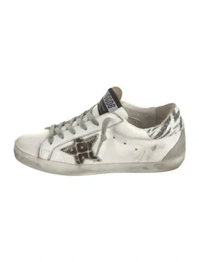 Pre-owned Golden Goose Leather Printed Sneakers In White