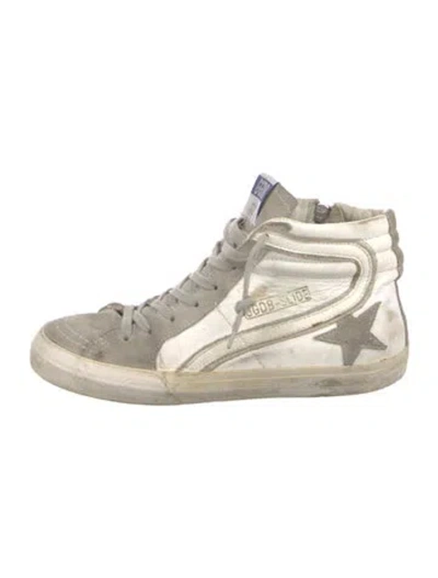 Pre-owned Golden Goose Leather Printed Sneakers In White
