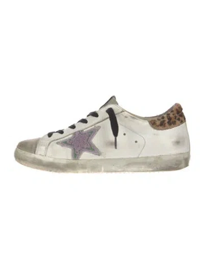 Pre-owned Golden Goose Leather Printed Sneakers In White