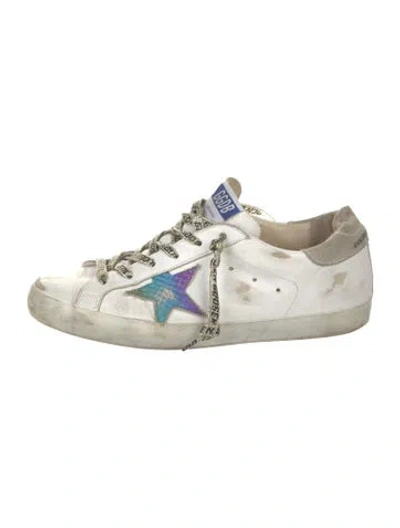 Pre-owned Golden Goose Leather Printed Sneakers In White