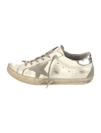 Pre-owned Golden Goose Leather Printed Sneakers In White