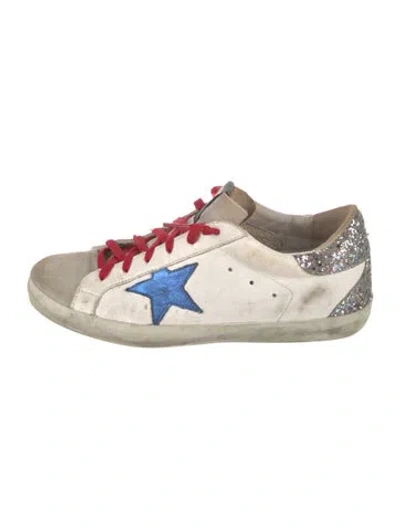 Pre-owned Golden Goose Leather Printed Sneakers In White