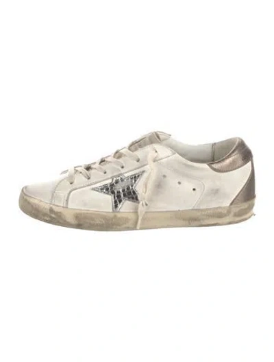 Pre-owned Golden Goose Leather Printed Sneakers In White