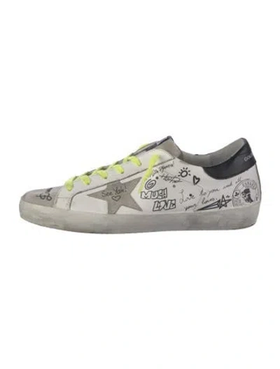 Pre-owned Golden Goose Leather Printed Sneakers In White