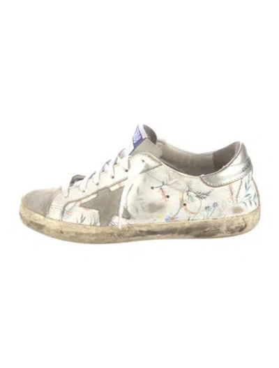 Pre-owned Golden Goose Leather Printed Sneakers In White