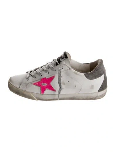 Pre-owned Golden Goose Leather Printed Sneakers In White