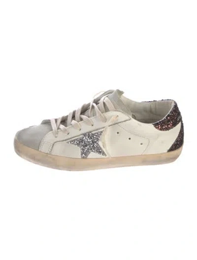 Pre-owned Golden Goose Leather Printed Sneakers In White