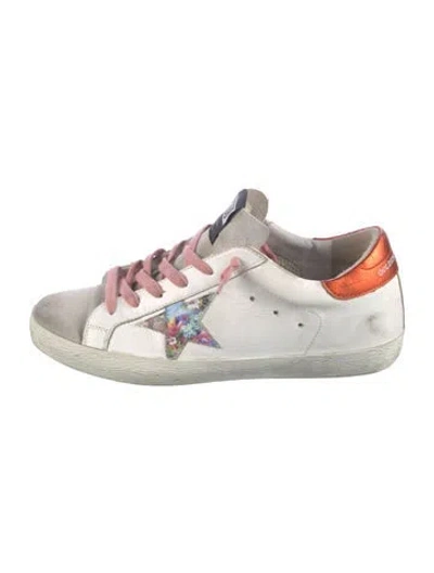 Pre-owned Golden Goose Leather Printed Sneakers In White