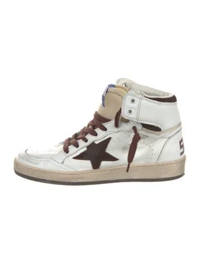Pre-owned Golden Goose Leather Printed Sneakers In White