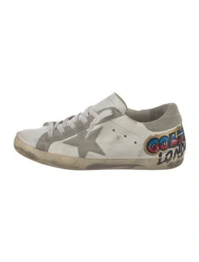 Pre-owned Golden Goose Leather Printed Sneakers In White