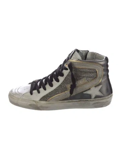 Pre-owned Golden Goose Leather Printed Sneakers In White