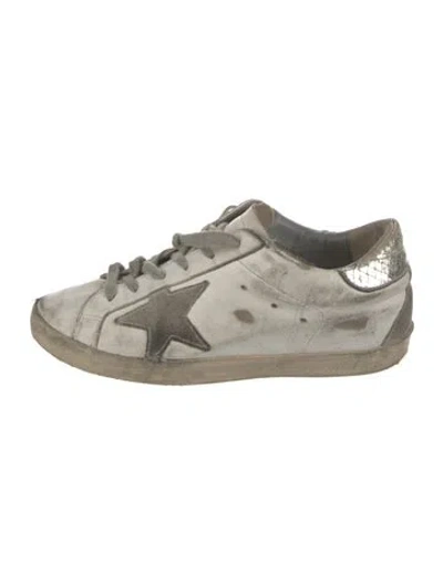 Pre-owned Golden Goose Leather Printed Sneakers In White