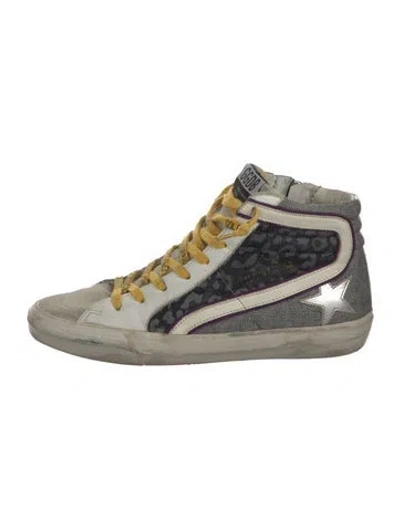 Pre-owned Golden Goose Leather Printed Wedge Sneakers In Neutral