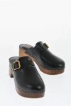Golden Goose Leather Provence Clogs With Golden Buckle Heel 6.5cm