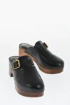 Golden Goose Leather Provence Clogs With Golden Buckle Heel 6.5cm In Black