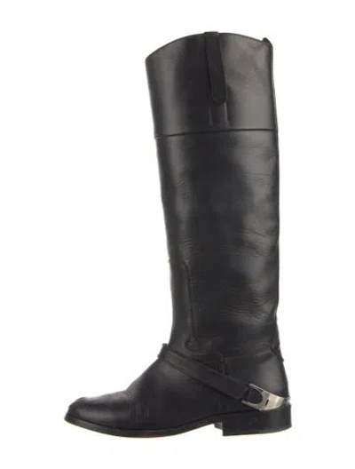 Pre-owned Golden Goose Leather Riding Boots In Black