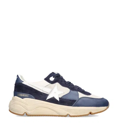 Golden Goose Mens Blue Other Running Contrast-panel Leather Low-top Trainers