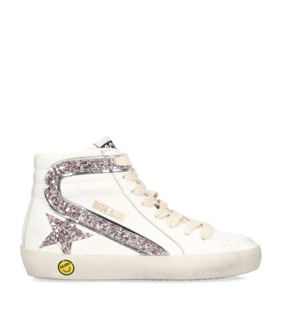 Golden Goose Kids' Leather Slide High-top Sneakers In White