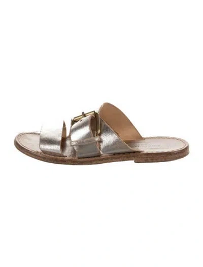 Pre-owned Golden Goose Leather Slides In Silver