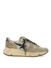 Golden Goose Running Sneakers In Nylon And Suede With Brown Glitter In Beige