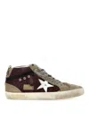 Golden Goose Deluxe Brand Women Mid Star Classic High-top Suede Sneakers With Glitter Inserts In Dark Red