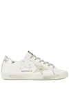 Golden Goose Stardan Sneakers With Silver Metallic Leather Star And Heel Tab In Bianco E Oro
