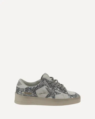 Golden Goose Leather Sneakers In Silver