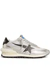 Golden Goose Marathon Nylon Sneakers With Silver Ripstop And Black Star Shoes In Silver
