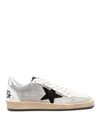 Golden Goose "ball Star" Net Upper Suede Star Laminated Heel Crack Spur Sneakers Shoes In Plata