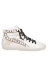 Golden Goose Slide Crystal-embellished Hi-top Sneakers In White/platinum