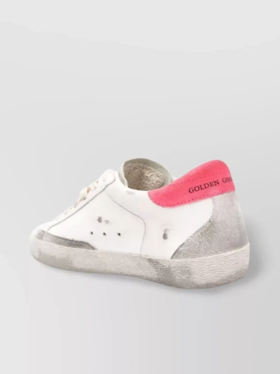 Golden Goose Leather Sneakers With Distressed Finish And Suede Accents In White