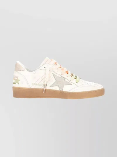 Golden Goose Ball Star Sneakers In Leather With Laminated Star And Suede Heel Tab Shoes In White