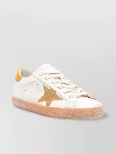 Golden Goose Leather Sneakers With Star Patch And Perforated Sides In Multi