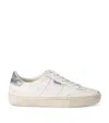 Golden Goose Soul Star Distressed Glittered Sneakers In White