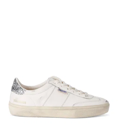 Golden Goose Soul Star Distressed Leather Sneakers With Glittered Heel Tab Shoes In White