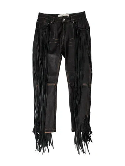 Pre-owned Golden Goose Leather Straight Leg Pants In Multicolor