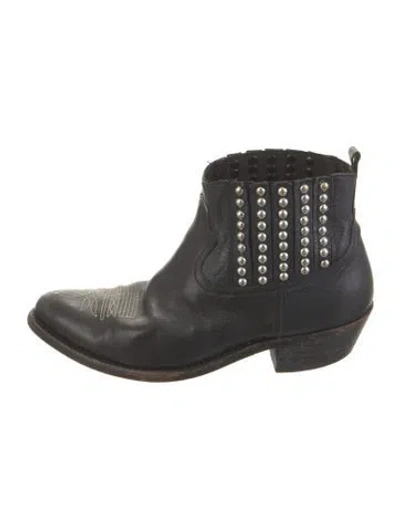 Pre-owned Golden Goose Leather Studded Accents Boots In Black