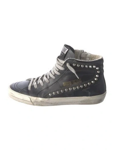 Pre-owned Golden Goose Leather Studded Accents Sneakers In Black