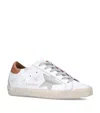 Golden Goose Super-star Sneakers In Nappa Leather With Suede Star And Light Brown Heel Tab Shoes In White