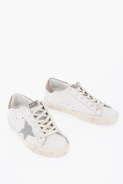 Golden Goose Leather Super -star Low-top Sneakers With Glitter Detail In Multi