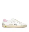 Golden Goose Kids Super-star White And Pink Leather Sneakers In Silver