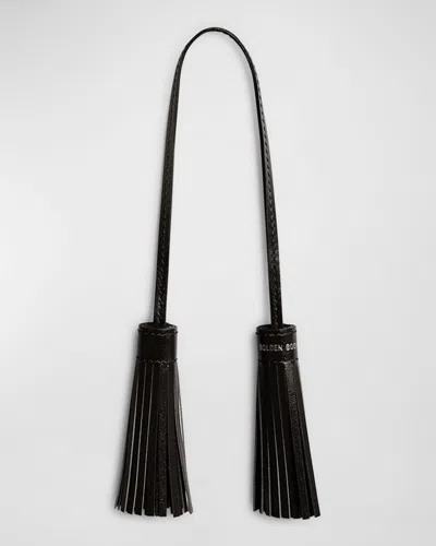 Golden Goose Leather Tassel Charm In Black