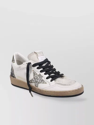 Golden Goose Leather Upper Suede Tongue Glitter Star Spur In White