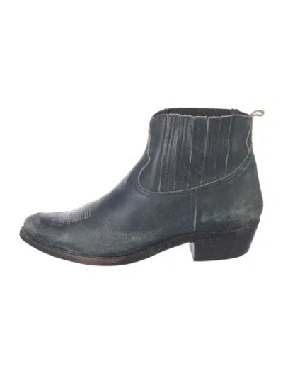 Pre-owned Golden Goose Leather Western Boots In Blue