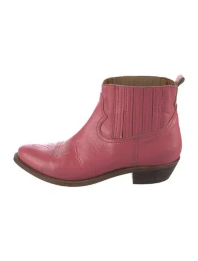 Pre-owned Golden Goose Leather Western Boots In Pink