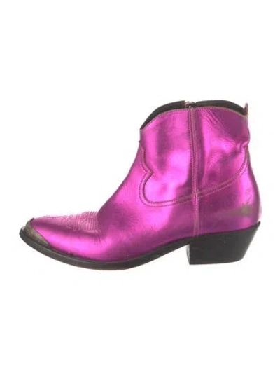 Pre-owned Golden Goose Leather Western Boots In Purple