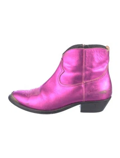 Pre-owned Golden Goose Leather Western Boots In Purple
