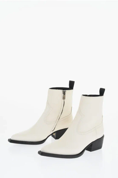 Golden Goose Leather Western Boots With Point Toe 5,5cm In White